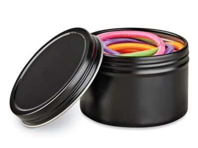 RW Base 4 oz Round Black Tin Container - with Screw Lid - 100 count box
