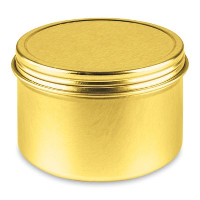 Screw-Top Metal Tins - 4 oz, Deep, Gold S-23420GOLD - Uline