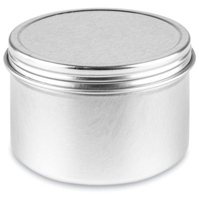 Screw-Top Metal Tins - 4 oz, Deep, Silver S-23420SIL
