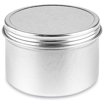 Screw-Top Metal Tins - 4 oz, Deep, Silver S-23420SIL