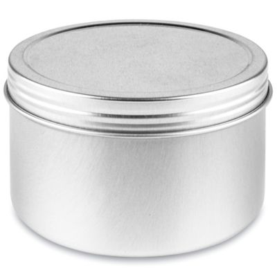 ScrewTop Metal Tins 8 oz, Deep, Silver S23421SIL Uline