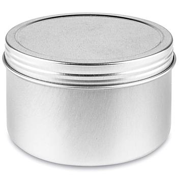Screw-Top Metal Tins - 8 oz, Deep, Silver S-23421SIL
