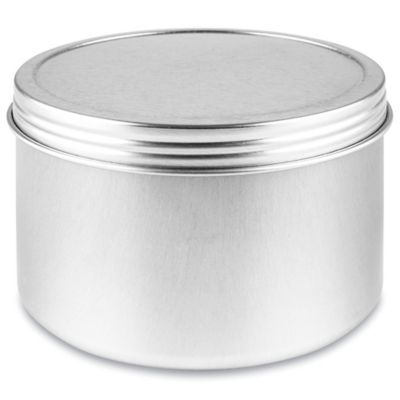 RW Base 4 oz Round Silver Tin Container - with Screw Lid - 100 count box