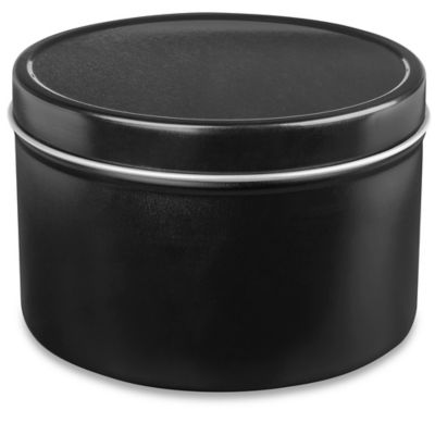 Deep Metal Tins - Round, 16 oz, Solid Lid, Black S-23423BL