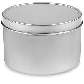 Deep Metal Tins - Round, 16 oz, Solid Lid, Silver S-23423SIL
