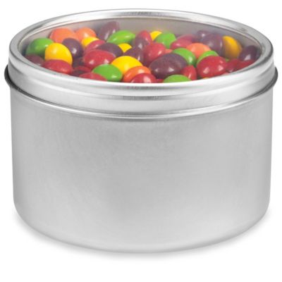 Deep Metal Tins - Round, 16 oz, Window Lid, Silver S-23424