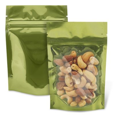 Ultra Clear Stand-Up Barrier Pouches - 4 x 6 x 2", Lime Back S-23432GB