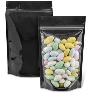 Ultra Clear Stand-Up Barrier Pouches - 5 x 8 x 2 1/2", Colored Back