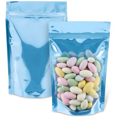 Ultra Clear Stand-Up Barrier Pouches - 5 x 8 x 2 1/2", Blue Back S-23433BLUB