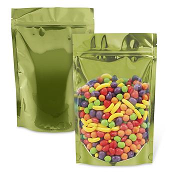 Ultra Clear Stand-Up Barrier Pouches - 6 x 9 x 3", Lime Back S-23434GB