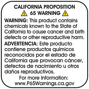 Etiquetas Propuesta 65 de California - Advertencia Genérica Completa Bilingüe, 1 1/2 x 1 1/2"