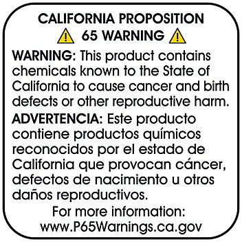 California Prop 65 Labels - Bilingual Full Generic Warning, 1 1/2 x 1 1/2" S-23442