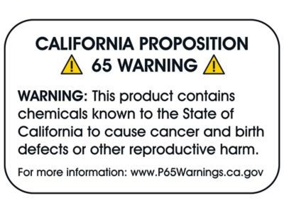 California Prop 65 Labels - Full Generic Warning, 2 3/8 x 1 1/2"