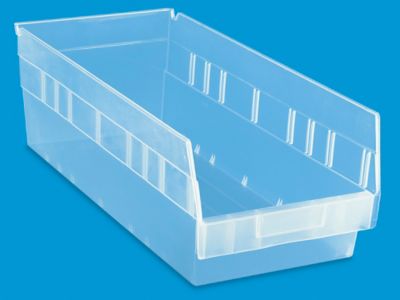 Clear Plastic Shelf Bins - 8 1/2 x 18 x 6" S-23450