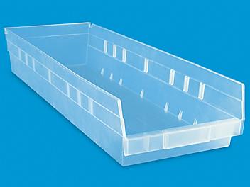 Clear Plastic Shelf Bins - 8 1/2 x 24 x 4" S-23452