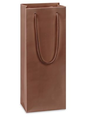 Matte Laminate Shopping Bags - 5 x 3 1/2 x 13 1/4", Wine, Chocolate S-23479CHOC