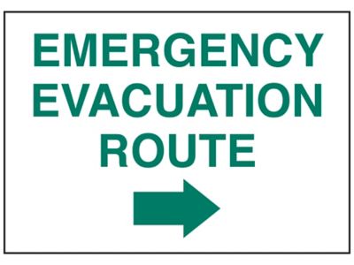 "Emergency Evacuation Route" Arrow Right Sign