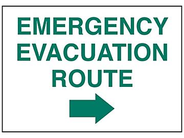 "Emergency Evacuation Route" Arrow Right Sign