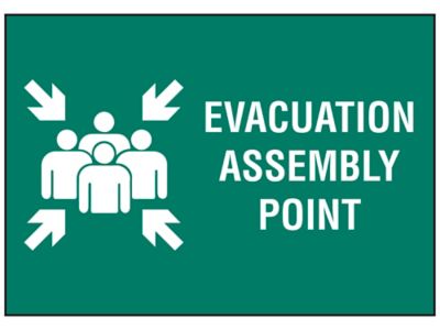 Evacuation Assembly Point Sign Vinyl Adhesive Backed S 23490v Uline 