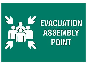 "Evacuation Assembly Point" Sign - Vinyl, Adhesive-Backed S-23490V