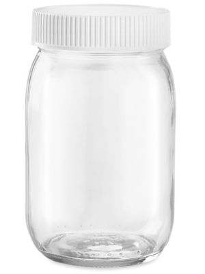  Clear Wide-Mouth Glass Jars - 16 oz