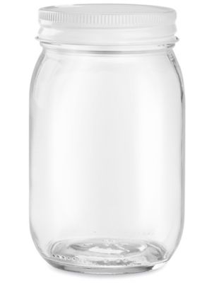 Clear Wide-Mouth Glass Jars - 16 oz, Metal Cap S-23539M