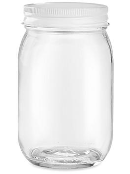 Wide-Mouth Glass Jars - 16 oz, Metal Lid S-23539M