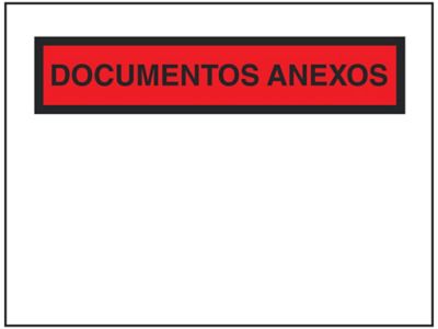 Spanish Super Stick® Packing List Envelopes - "Documentos Anexos", 4 1/2 x 6"