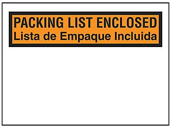 Sobres para Listas de Empaque en Inglés/Español - "Packing List Enclosed",  4 1/2 x 6" S-23585