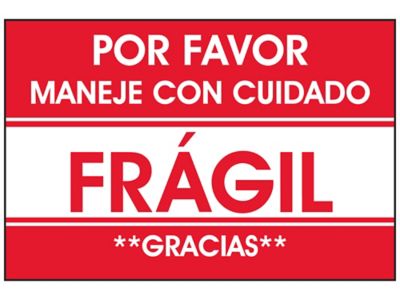 "Por Favor Maneje Con Cuidado/Frágil/Gracias" Labels - 2 x 3" S-23665