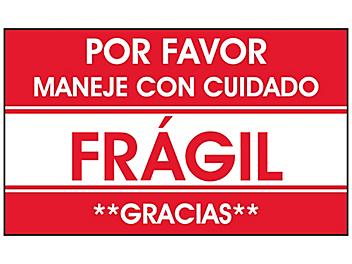 "Por Favor Maneje Con Cuidado/Frágil/Gracias" Label - 3 x 5" S-23666