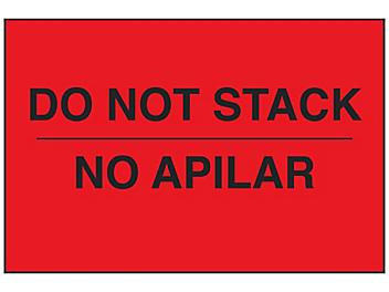 Bilingual English/Spanish Labels - "Do Not Stack", 2 x 3" S-23672