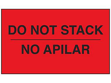 Bilingual English/Spanish Labels - "Do Not Stack", 3 x 5"