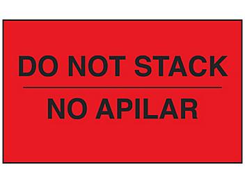 Bilingual English/Spanish Labels - "Do Not Stack", 3 x 5" S-23673