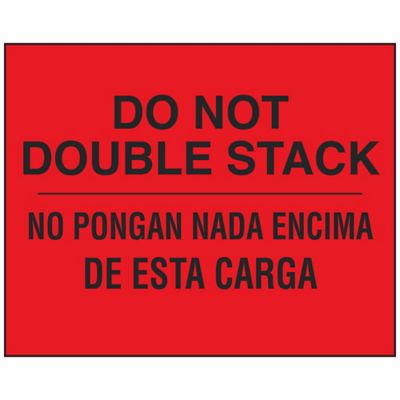 Bilingual English/Spanish Labels - "Do Not Double Stack", 8 x 10" S-23674