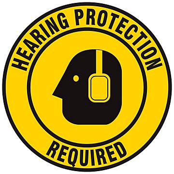 Warehouse Floor Sign - "Hearing Protection Required", 17" Diameter