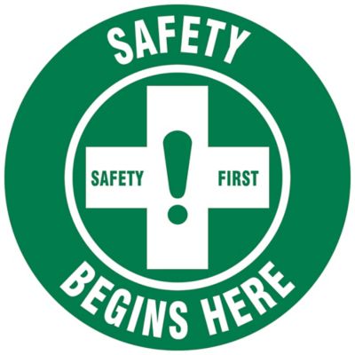 Warehouse Floor Sign - "Safety Begins Here", 17" Diameter