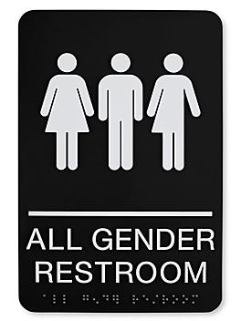 Plastic Restroom Sign - All Gender, Black S-23691BL