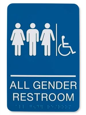 Plastic Accessible Restroom Sign - All Gender, Blue S-23692BLU - ULINE