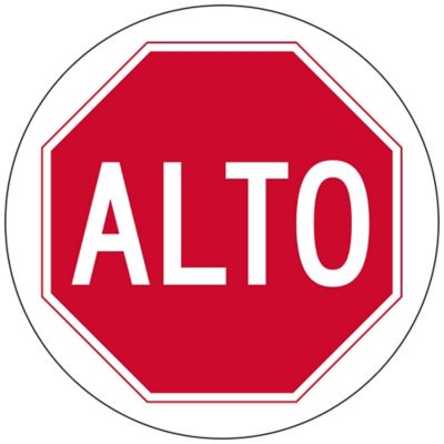 Spanish Warehouse Floor Sign - "Alto", 17" Diameter