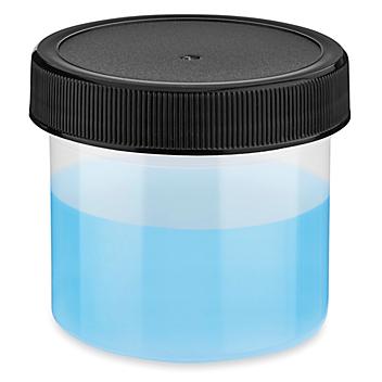 Translucent Round Wide-Mouth Plastic Jars Bulk Pack - 2 oz, Black Cap S-23738B-BL