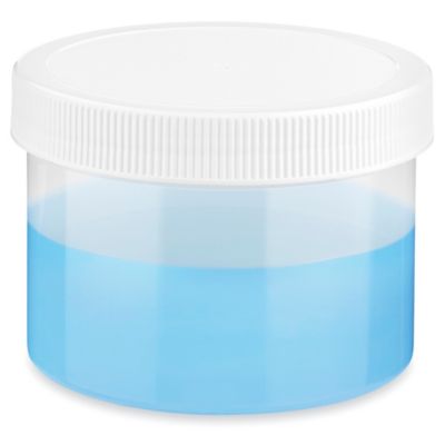 Translucent Round Wide-Mouth Plastic Jars - 8 oz, White Cap S-23740