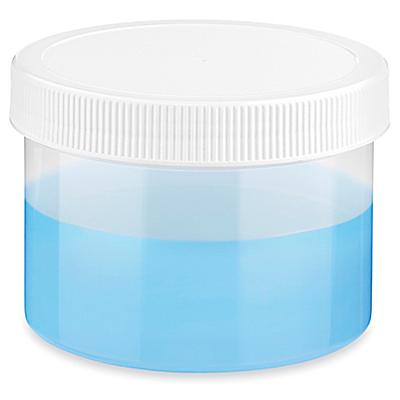 Translucent Round Wide-Mouth Plastic Jars - 8 oz, White Cap S-23740 - Uline