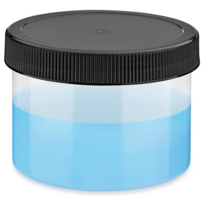 Translucent Round Wide-Mouth Plastic Jars Bulk Pack - 8 oz, Black Cap S-23740B-BL