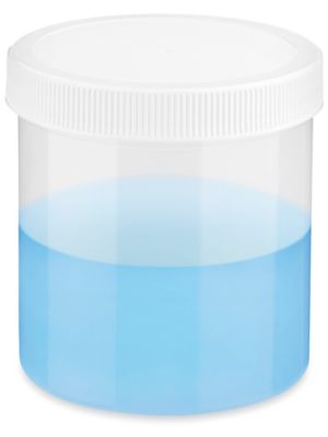 Clear Round Wide-Mouth Plastic Jars - 16 oz, White Cap - ULINE - Case of 24 - S-9936