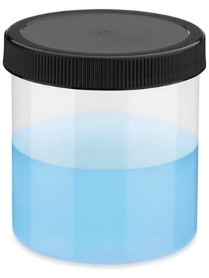 Translucent Round Wide-Mouth Plastic Jars Bulk Pack - 16 oz, Black Cap S-23741B-BL