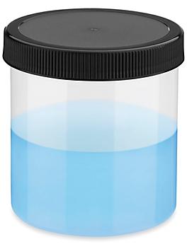 Translucent Round Wide-Mouth Plastic Jars Bulk Pack - 16 oz, Black Cap S-23741B-BL