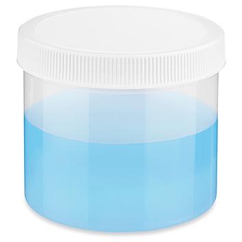 Translucent Round Wide-Mouth Plastic Jars - 32 oz, White Cap S-23742