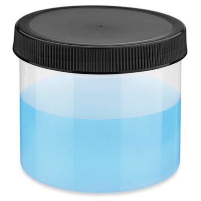 Translucent Round Wide-Mouth Plastic Jars Bulk Pack - 32 oz, Black Cap S-23742B-BL