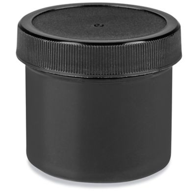 Black Round Wide-Mouth Plastic Jars - 2 oz S-23746 - Uline